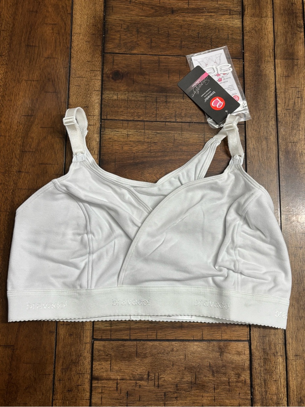 Bravado White Nursing Sleep Bra with Crossover Front